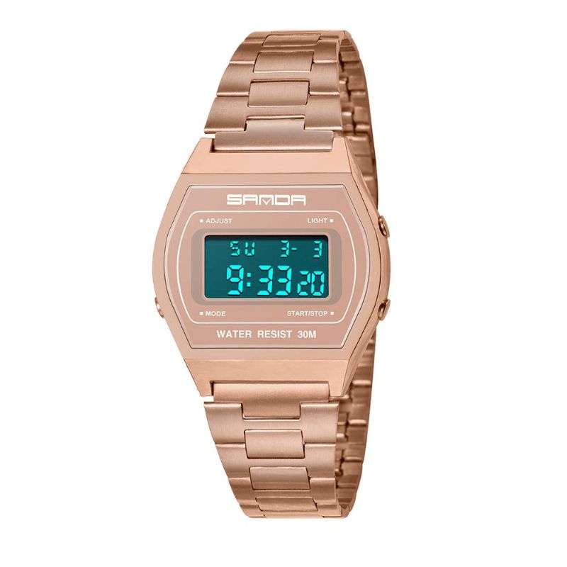 Sanda 406 Digital Watch Herre Mode Rustfrit Stål Rem Kalender Ur Vandtæt Sport Watch