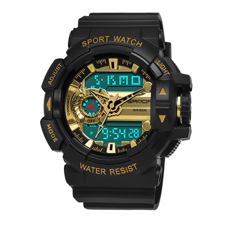 Sanda 599 Lysende Display Candar Stopur Mænd Mode Sport Watch Dual Disaplay Digital Watch