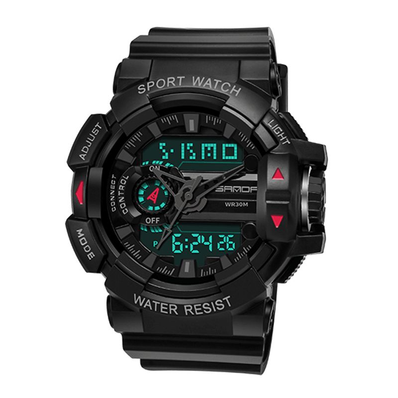 Sanda 599 Lysende Display Candar Stopur Mænd Mode Sport Watch Dual Disaplay Digital Watch