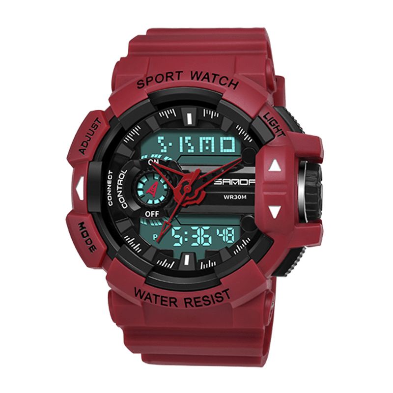 Sanda 599 Lysende Display Candar Stopur Mænd Mode Sport Watch Dual Disaplay Digital Watch