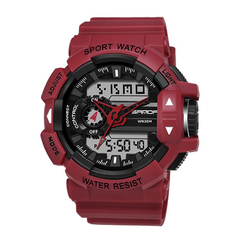 Sanda 599 Lysende Display Candar Stopur Mænd Mode Sport Watch Dual Disaplay Digital Watch