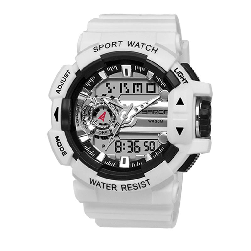 Sanda 599 Lysende Display Candar Stopur Mænd Mode Sport Watch Dual Disaplay Digital Watch