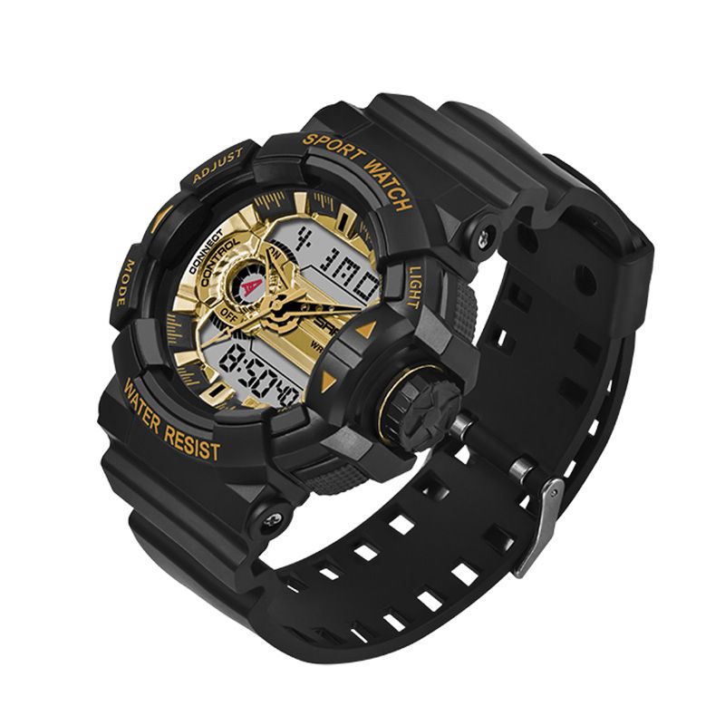 Sanda 599 Lysende Display Candar Stopur Mænd Mode Sport Watch Dual Disaplay Digital Watch