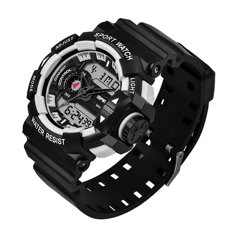 Sanda 599 Lysende Display Candar Stopur Mænd Mode Sport Watch Dual Disaplay Digital Watch