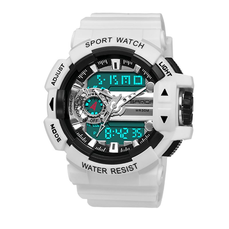 Sanda 599 Lysende Display Candar Stopur Mænd Mode Sport Watch Dual Disaplay Digital Watch