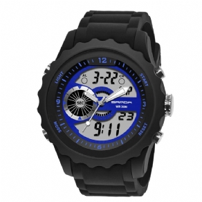 Sanda 769 Dual Digital Digital Watch Herre Pu Stopur Lysende Vis Kalender Udendørs Sport Ur