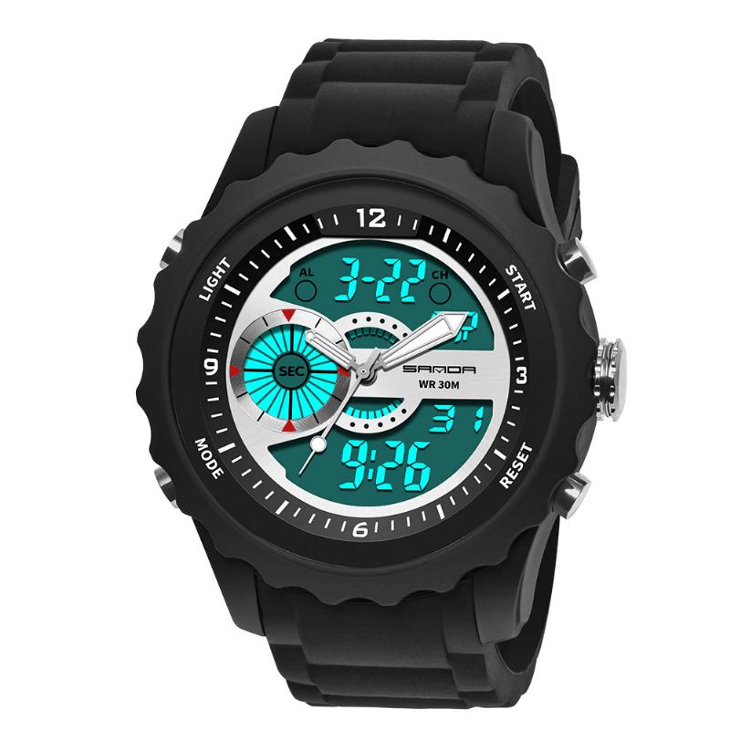 Sanda 769 Dual Digital Digital Watch Herre Pu Stopur Lysende Vis Kalender Udendørs Sport Ur