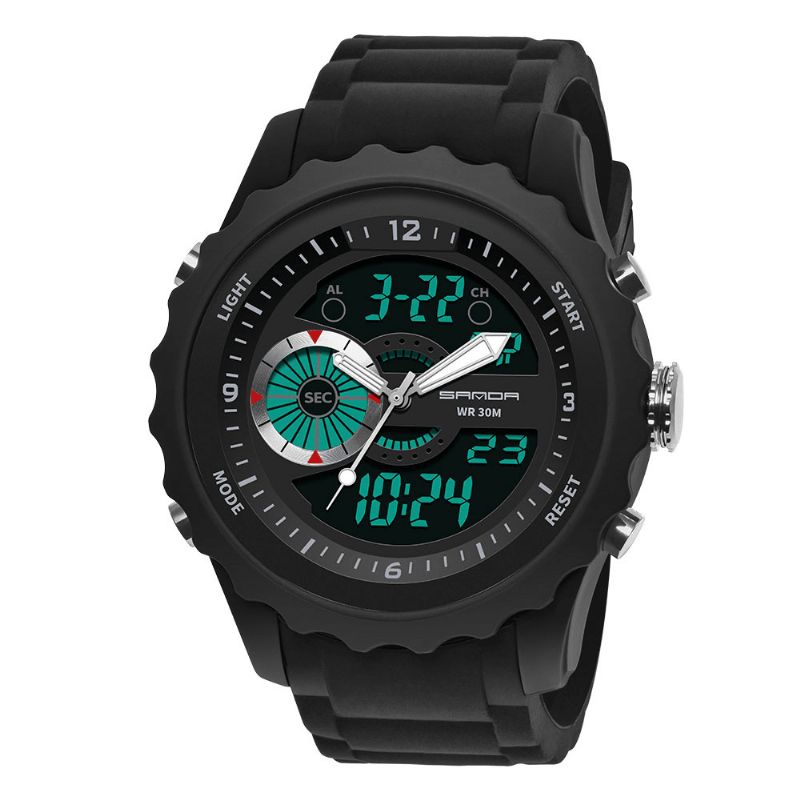 Sanda 769 Dual Digital Digital Watch Herre Pu Stopur Lysende Vis Kalender Udendørs Sport Ur