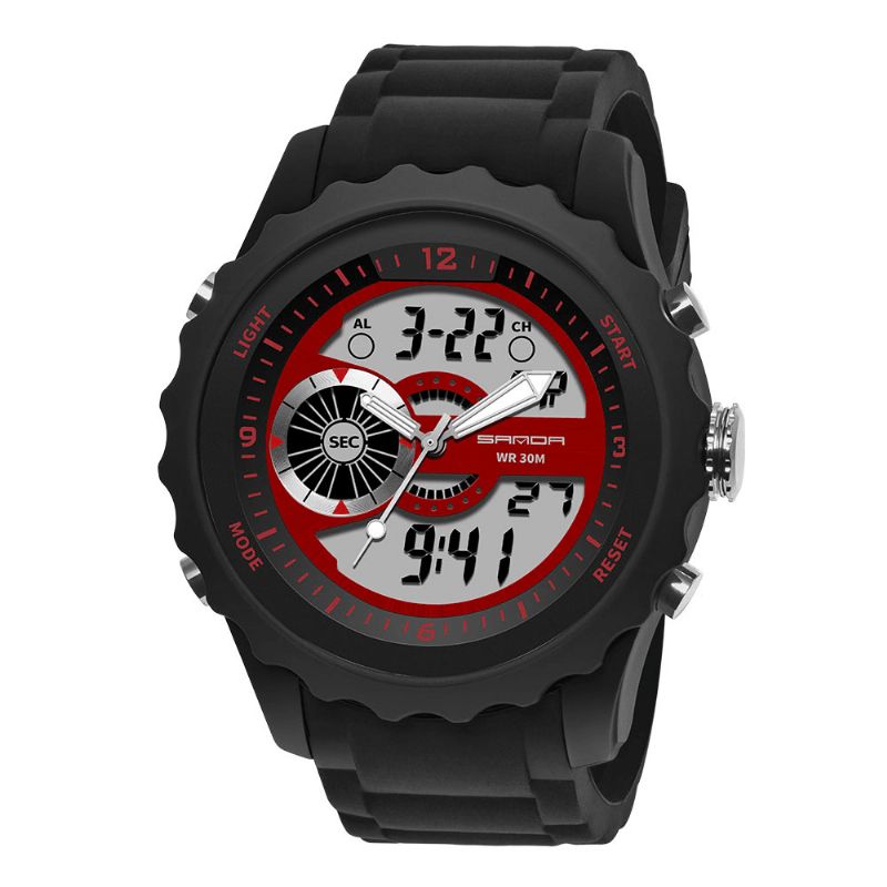 Sanda 769 Dual Digital Digital Watch Herre Pu Stopur Lysende Vis Kalender Udendørs Sport Ur