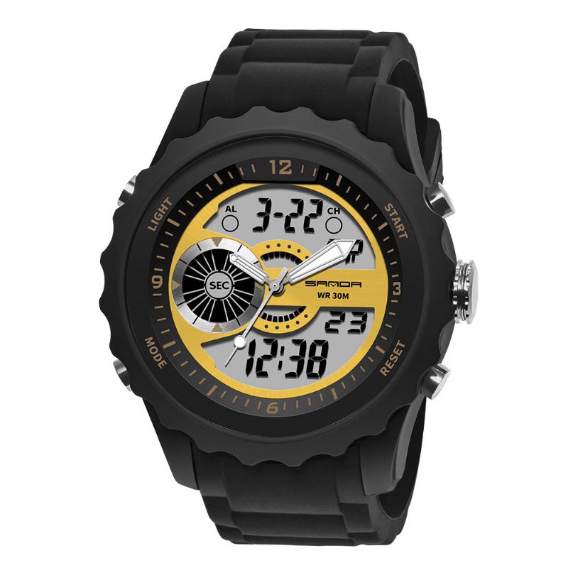 Sanda 769 Dual Digital Digital Watch Herre Pu Stopur Lysende Vis Kalender Udendørs Sport Ur