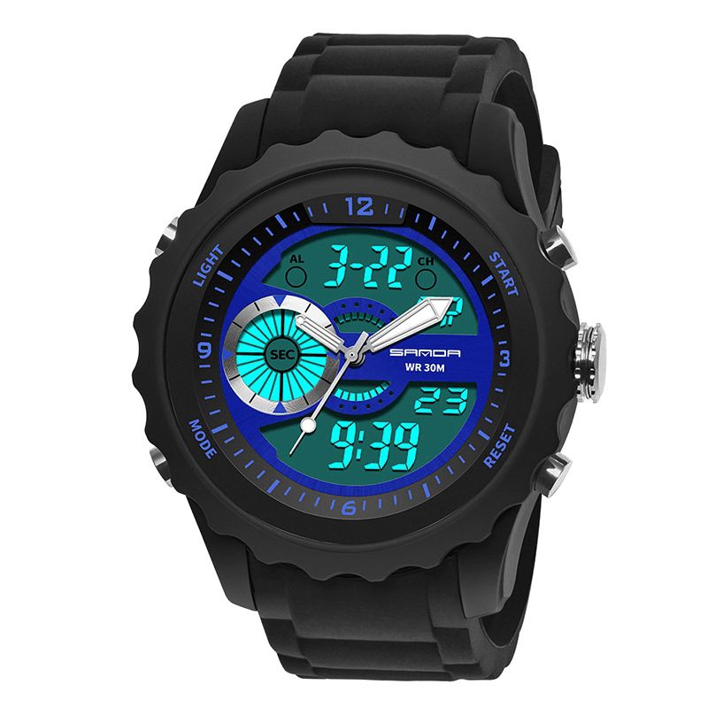 Sanda 769 Sport Herreur Luminous Date Week Display Dual Time Vandtæt Udendørs Digitalur