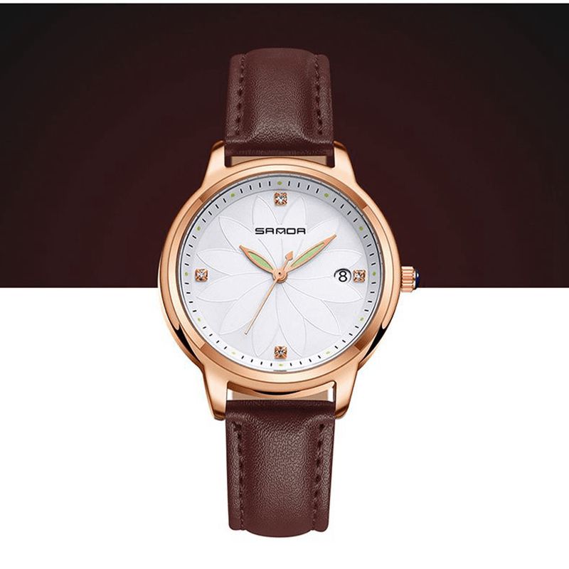 Sanda Elegant Design Dame Armbåndsur Dato Display Quartz Ur