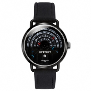 Sanda P1030 Mode Dato Display Creative Dial Mode Mænd Læderrem Quartz ur