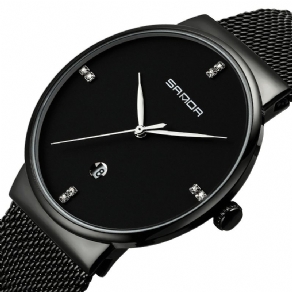 Sanda P210 Herreur Mode Simple Dial Rustfri Stålrem Mandlige Quartz Armbåndsur