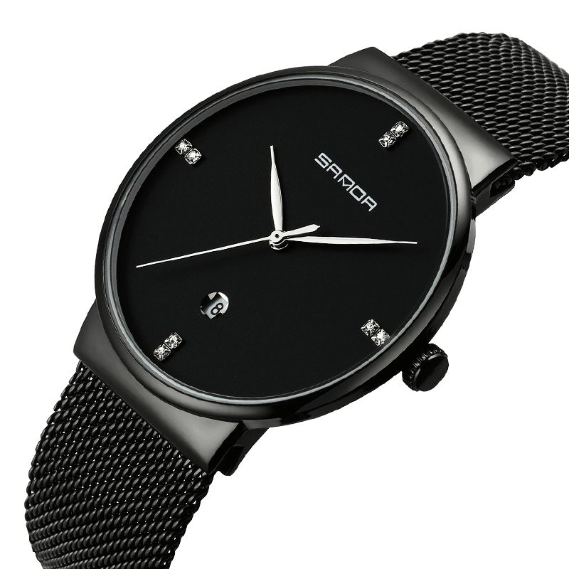 Sanda P210 Herreur Mode Simple Dial Rustfri Stålrem Mandlige Quartz Armbåndsur