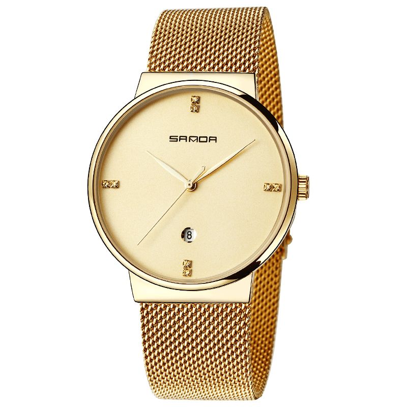 Sanda P210 Herreur Mode Simple Dial Rustfri Stålrem Mandlige Quartz Armbåndsur