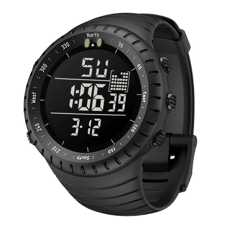 Senors Sn090 Digitalur Mode Mænd Kronograf Alarm 12/24 Timer Vandtæt Sport Silikone Rem Ur