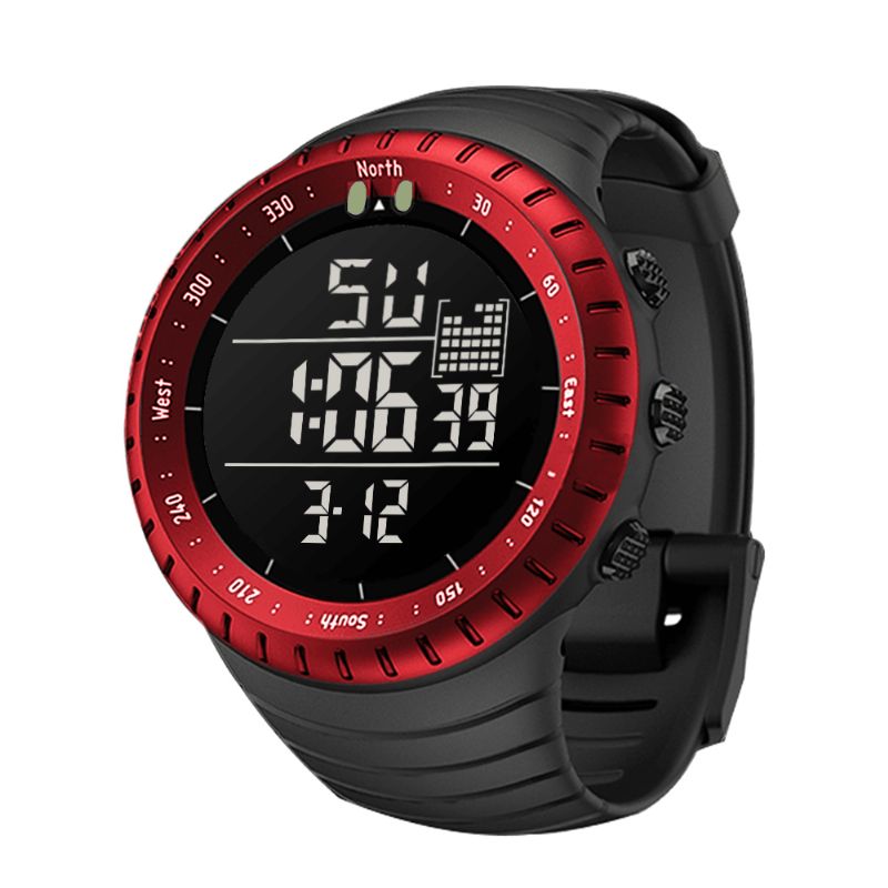 Senors Sn090 Digitalur Mode Mænd Kronograf Alarm 12/24 Timer Vandtæt Sport Silikone Rem Ur