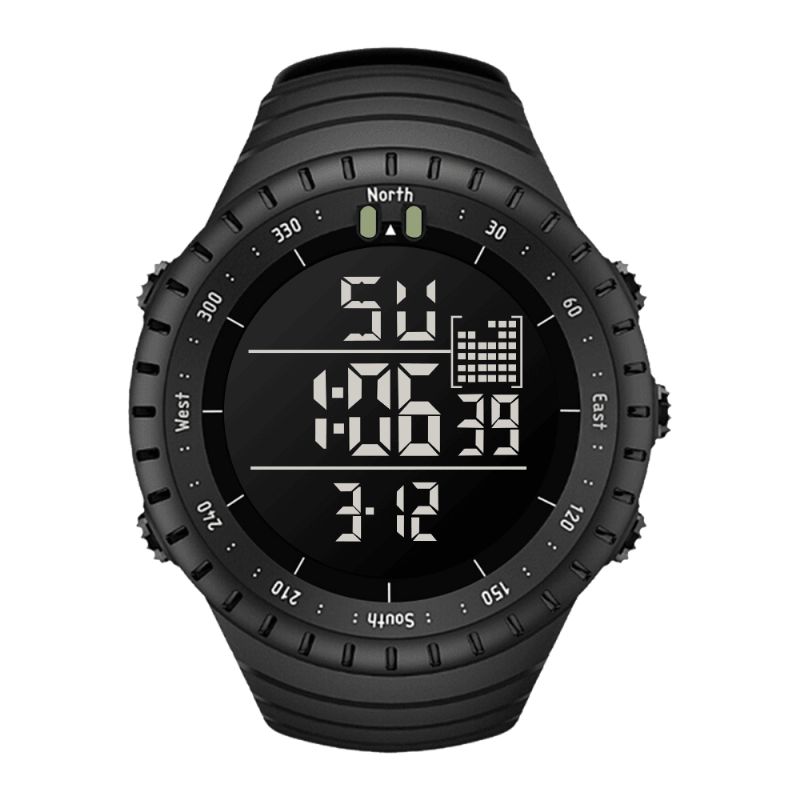 Senors Sn090 Digitalur Mode Mænd Kronograf Alarm 12/24 Timer Vandtæt Sport Silikone Rem Ur