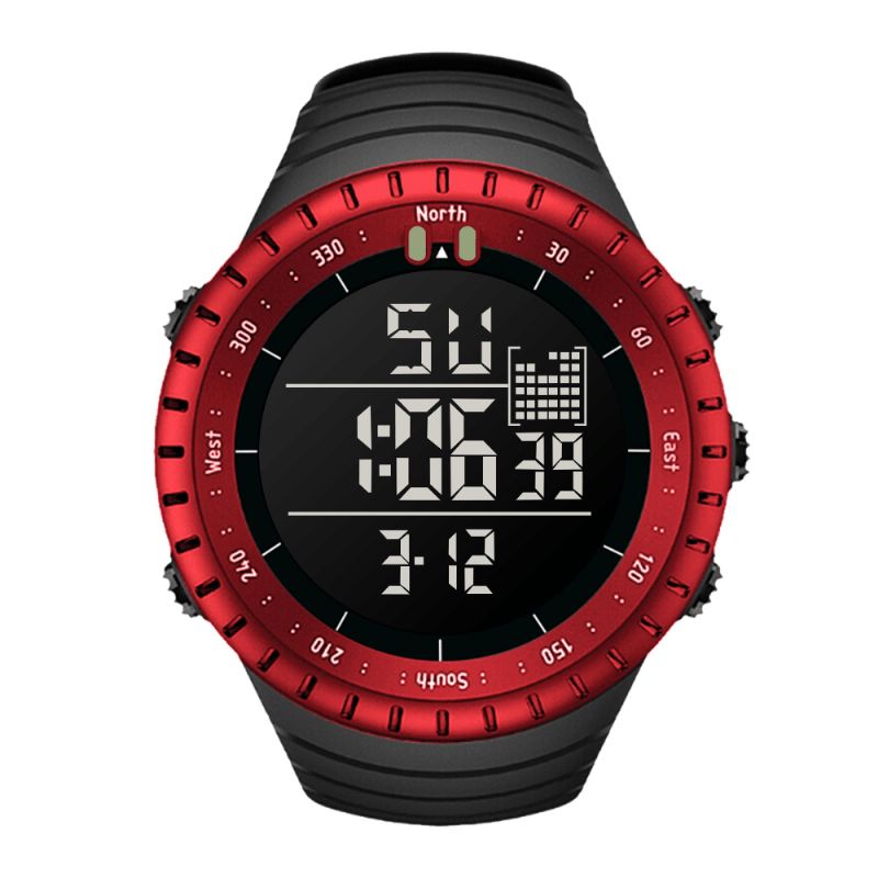 Senors Sn090 Digitalur Mode Mænd Kronograf Alarm 12/24 Timer Vandtæt Sport Silikone Rem Ur