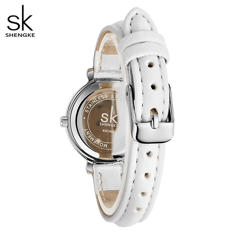 Shengke K0148 Mode Læderbåndsur Casual Dial Elegant Kvartsur Til Kvinder