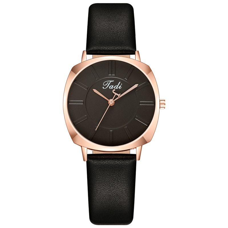 Simpel Elegant Trendy Kvinder Armbåndsur Rose Guld Legering Case Læder Band Kvinde Quartz Ure