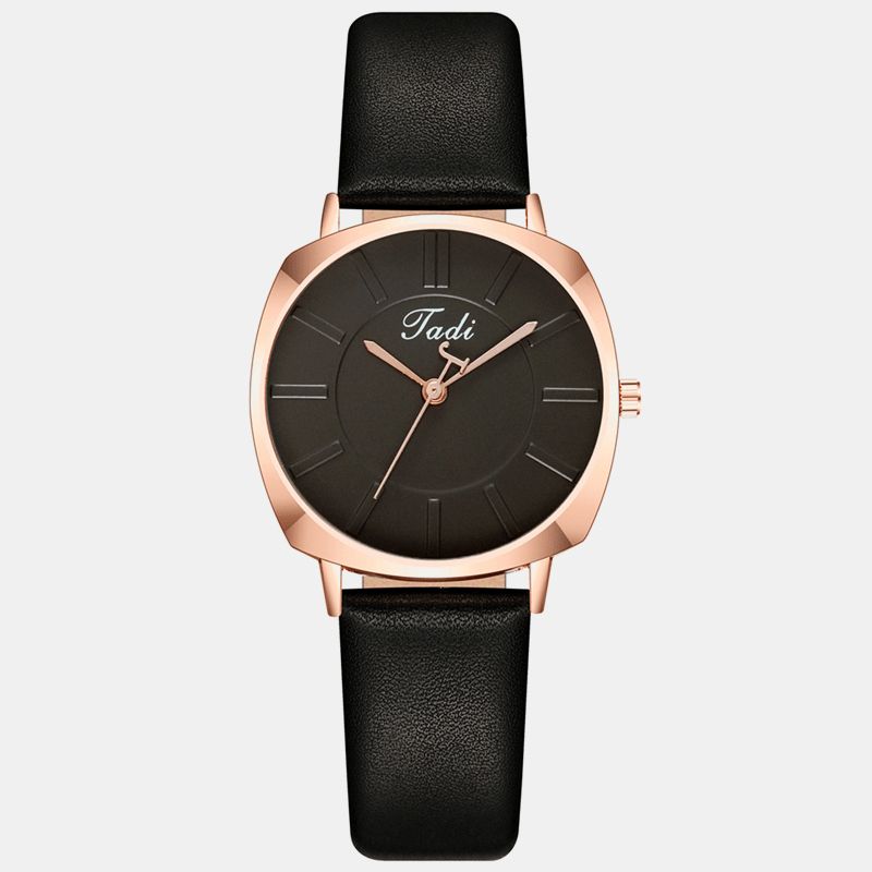 Simpel Elegant Trendy Kvinder Armbåndsur Rose Guld Legering Case Læder Band Kvinde Quartz Ure