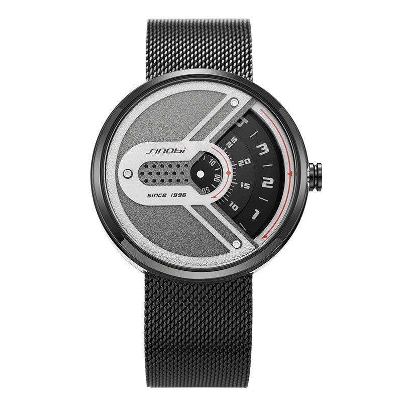 Sinobi 9831 Mode Herreur Creative Dial 3Atm Vandtæt Metal Mesh Strap Quartz ur