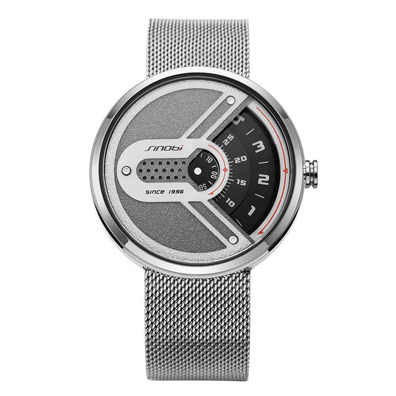 Sinobi 9831 Mode Herreur Creative Dial 3Atm Vandtæt Metal Mesh Strap Quartz ur