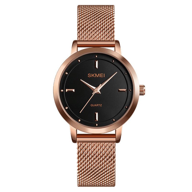 Skemi 1528 Rustfrit Stålrem Casual Style Vandtæt Mode Kvinder Armbåndsure Quartz ur