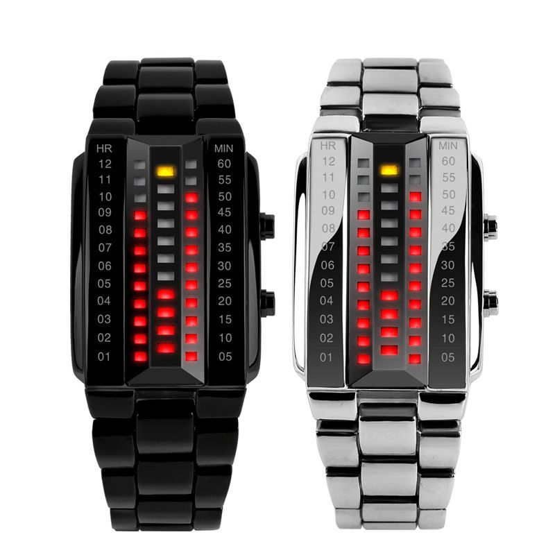 Skmei 1013 Modeable Creative Couple Led Display Watch Full Steel Band Digital Watch