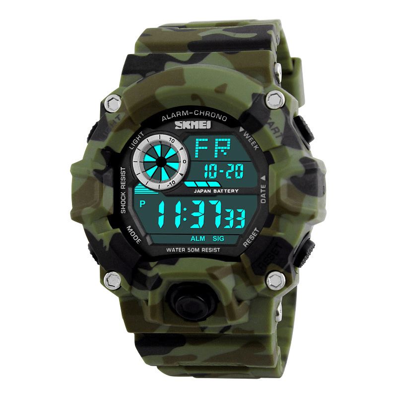 Skmei 1019 Digital Watch Mode Multi-Funcional Sports Chronograph 50M Vandtæt Mænd Armbåndsur