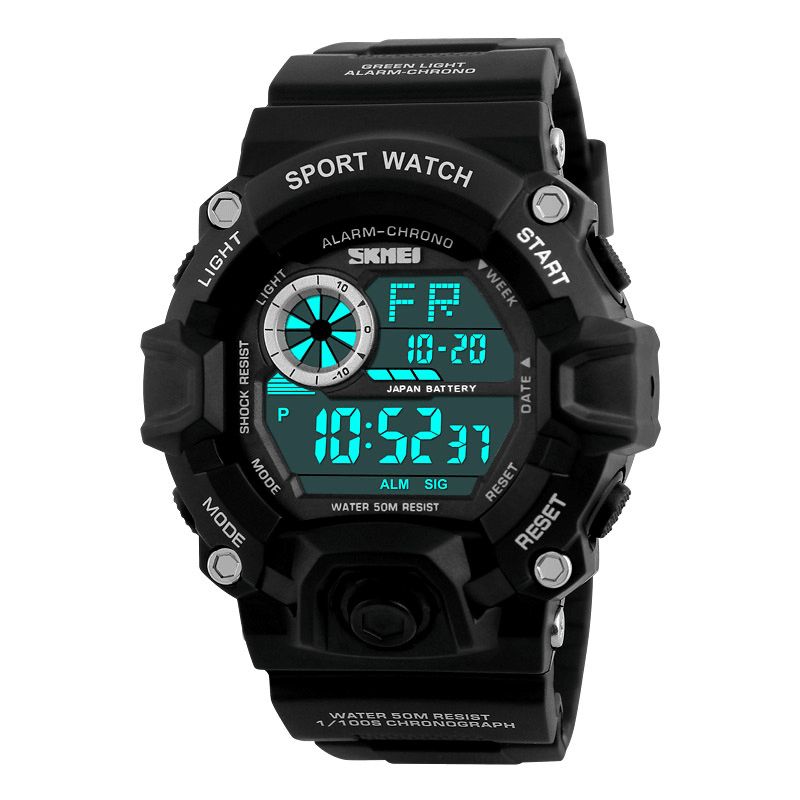 Skmei 1019 Digital Watch Mode Multi-Funcional Sports Chronograph 50M Vandtæt Mænd Armbåndsur