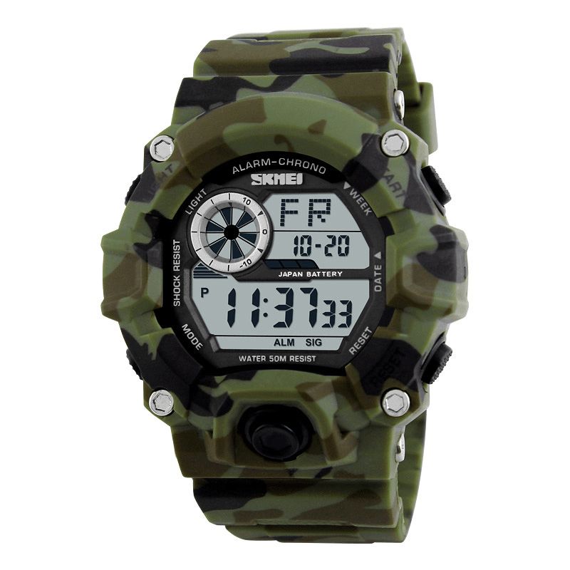 Skmei 1019 Digital Watch Mode Multi-Funcional Sports Chronograph 50M Vandtæt Mænd Armbåndsur