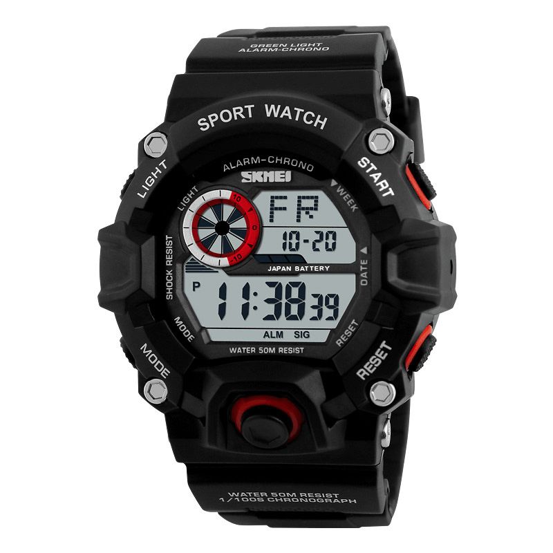 Skmei 1019 Digital Watch Mode Multi-Funcional Sports Chronograph 50M Vandtæt Mænd Armbåndsur