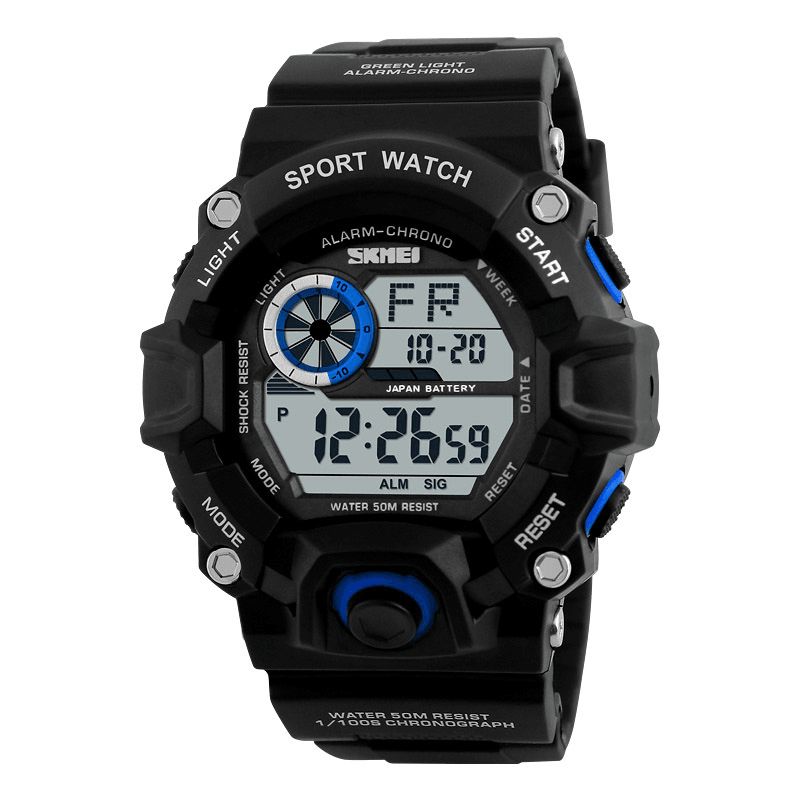 Skmei 1019 Digital Watch Mode Multi-Funcional Sports Chronograph 50M Vandtæt Mænd Armbåndsur