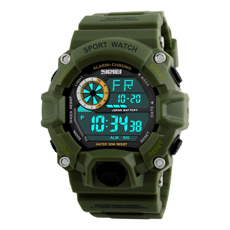 Skmei 1019 Digital Watch Mode Multi-Funcional Sports Chronograph 50M Vandtæt Mænd Armbåndsur