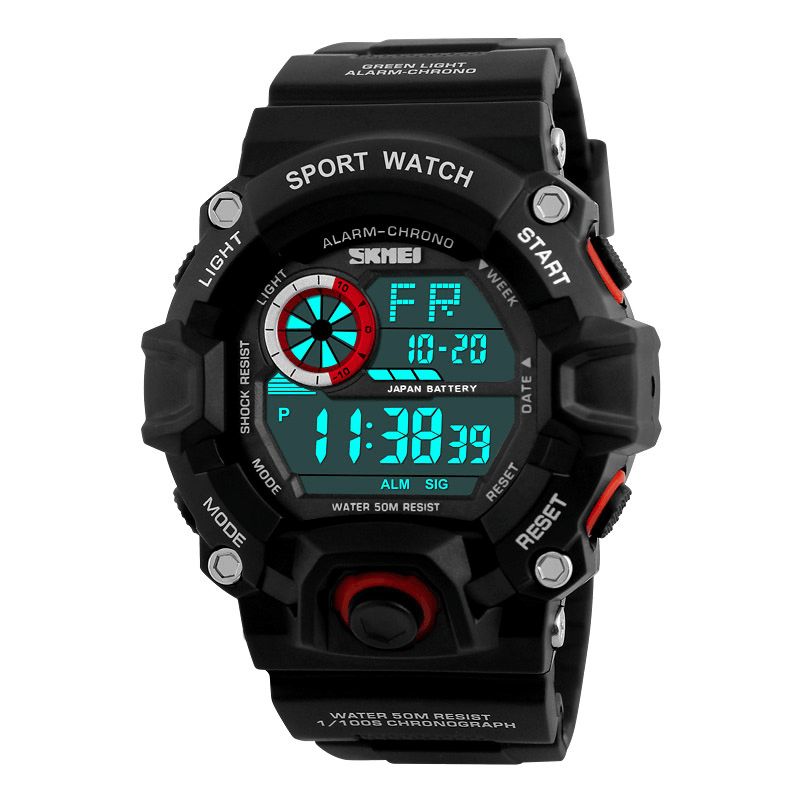 Skmei 1019 Digital Watch Mode Multi-Funcional Sports Chronograph 50M Vandtæt Mænd Armbåndsur