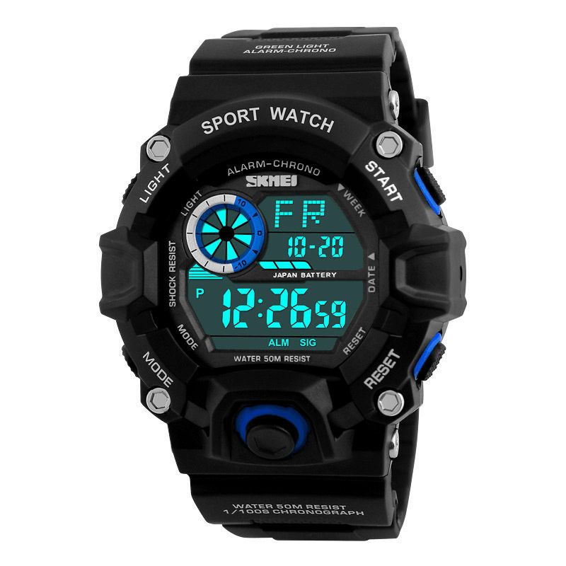 Skmei 1019 Digital Watch Mode Multi-Funcional Sports Chronograph 50M Vandtæt Mænd Armbåndsur