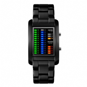 Skmei 1103 Business Style Led Display Armbåndsur Stålbånd Creative Style Digital Watch