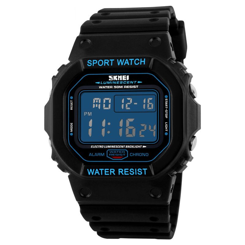 Skmei 1134 Sport Mænd Ur Dato Uge Display 5Atm Vandtæt Kronograf Led Lys Mode Digital Ur