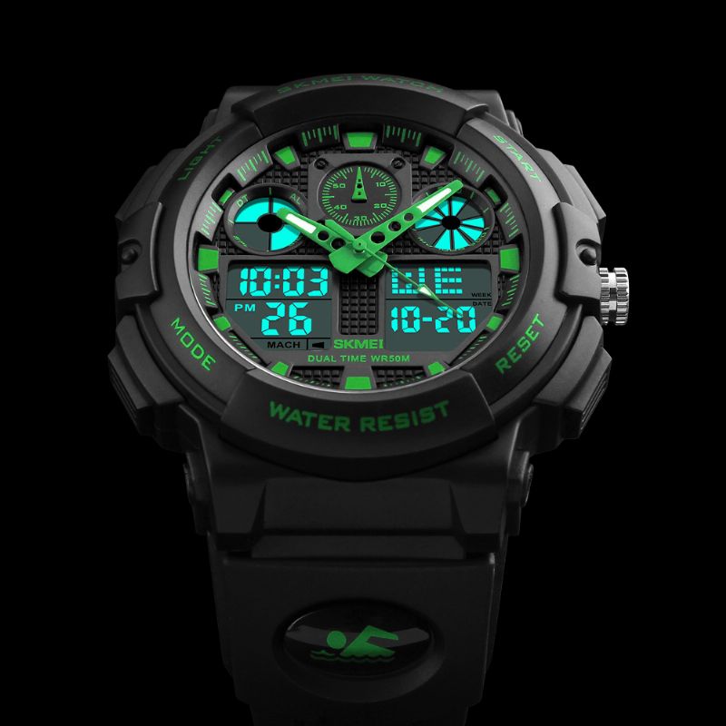 Skmei 1207 Mænd Sport Chorongraph 50M Vandtæt Lysende Dual Display Digital Watch