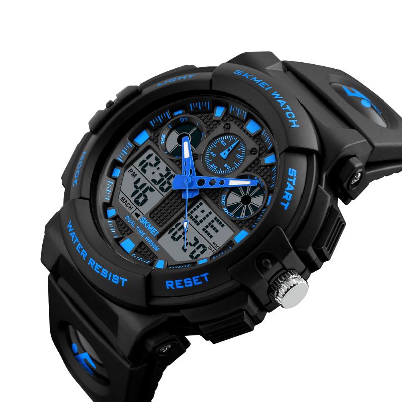 Skmei 1207 Mænd Sport Chorongraph 50M Vandtæt Lysende Dual Display Digital Watch