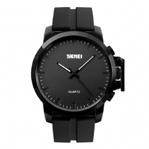 Skmei 1208 Business Style Simple Large Dial Mænd Vandtæt Silikone Strap Quartz ur