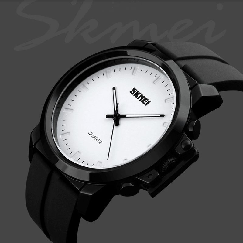 Skmei 1208 Business Style Simple Large Dial Mænd Vandtæt Silikone Strap Quartz ur