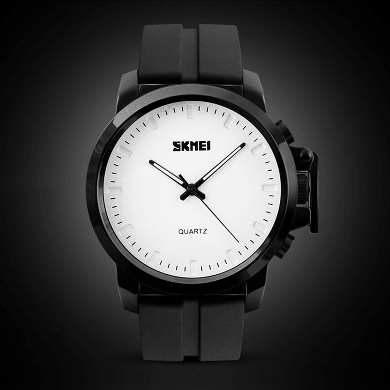 Skmei 1208 Business Style Simple Large Dial Mænd Vandtæt Silikone Strap Quartz ur