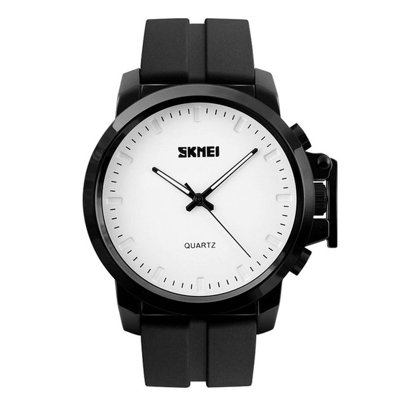 Skmei 1208 Business Style Simple Large Dial Mænd Vandtæt Silikone Strap Quartz ur