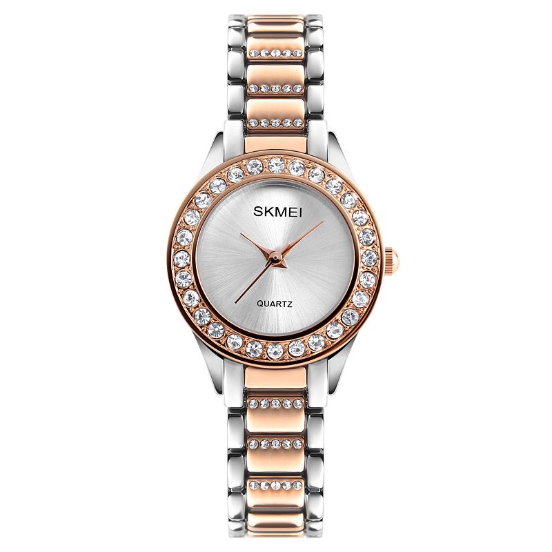 Skmei 1262 Vandtæt Dame Armbåndsur Rustfrit Stål Rem Gift Quartz Ur