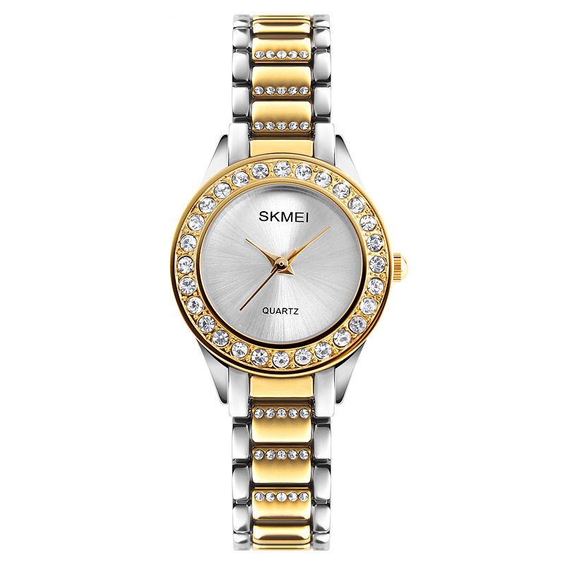 Skmei 1262 Vandtæt Dame Armbåndsur Rustfrit Stål Rem Gift Quartz Ur