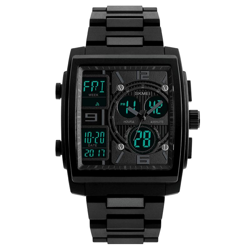 Skmei 1274 Outdoor Sport Digital Watch Pu Band 5Atm Vandtæt Chronograph Herrearmbåndsur